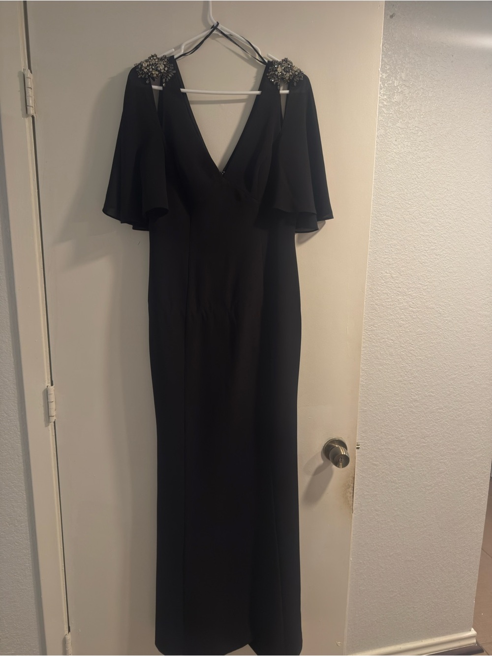 Vince Camuto Black Dress with Silver Crystal Embellishment